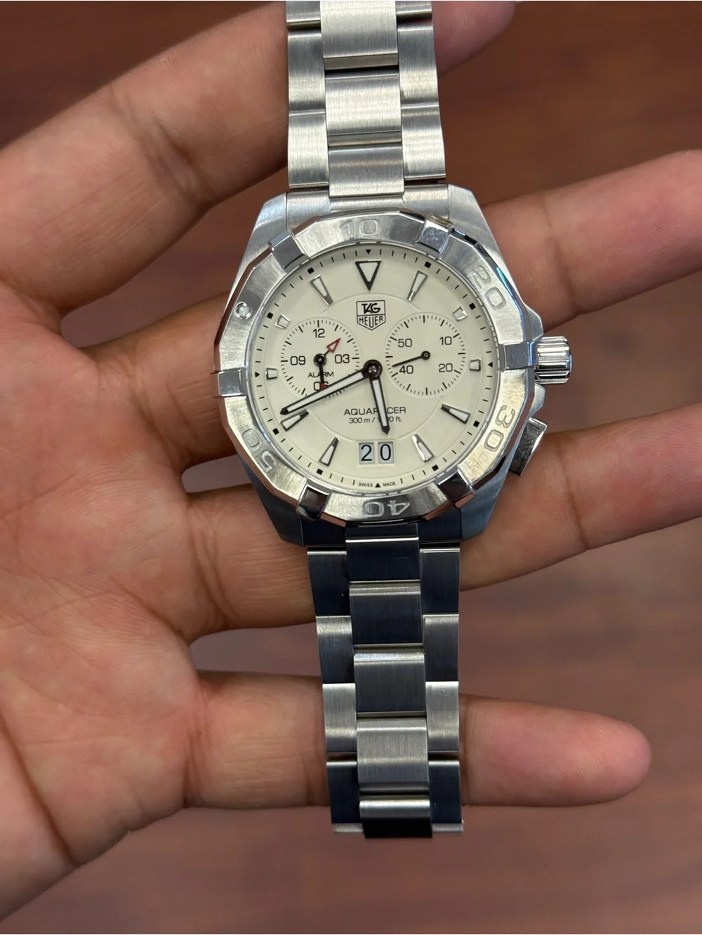 Tag Heuer Aquaracer WAY111Y 41mm Stainless Steel Watch - Cream Dial men’s